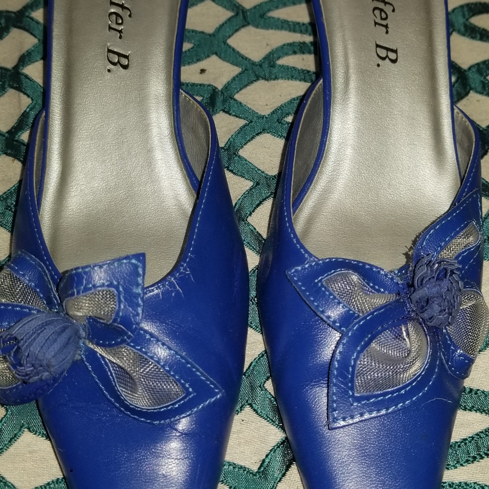 Beautiful Royal blue womens slip ons heels